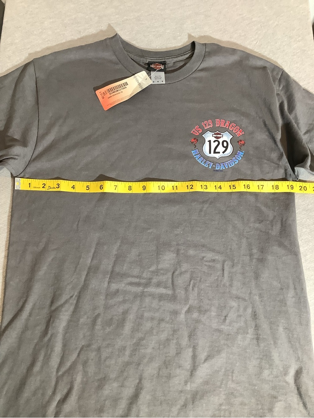 Harley-Davidson Gray Tee with Red & Blue Dragon Graphic - Picture 6 of 7
